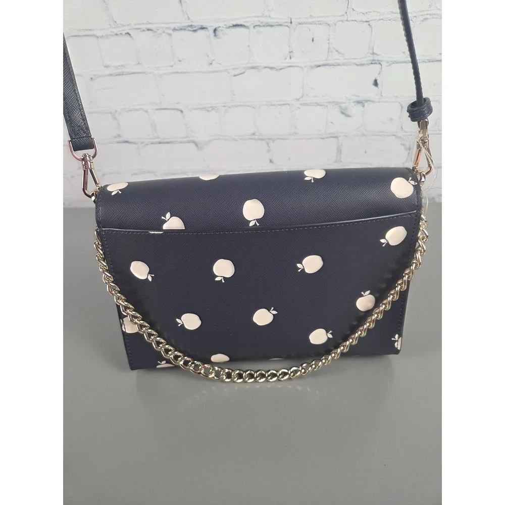 Kate Spade Carson Convertible Crossbody Orchard Toss Navy Apple Print WKR00523